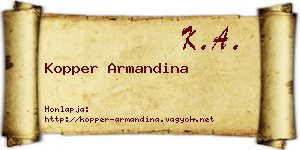 Kopper Armandina névjegykártya